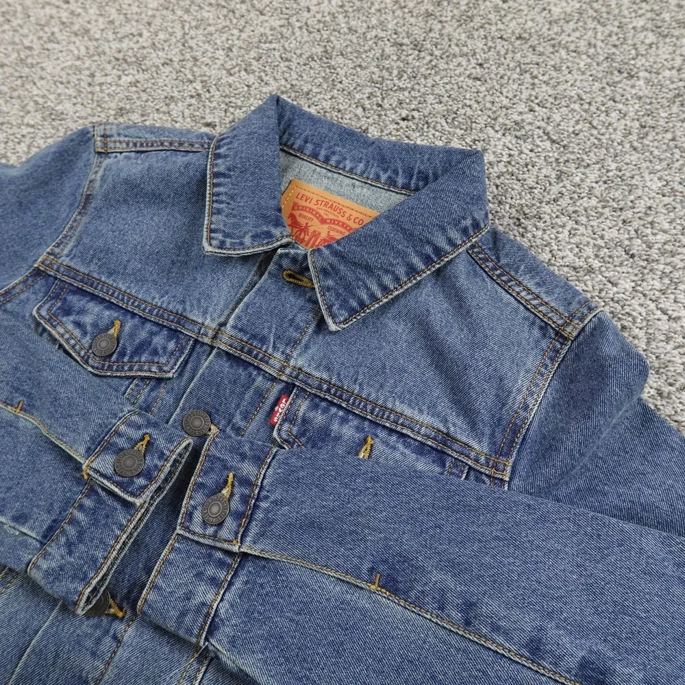 NEW Levi's Jacket Kids‎ L Blue Denim Jean Trucker Western Cowboy Coat Youth Boys